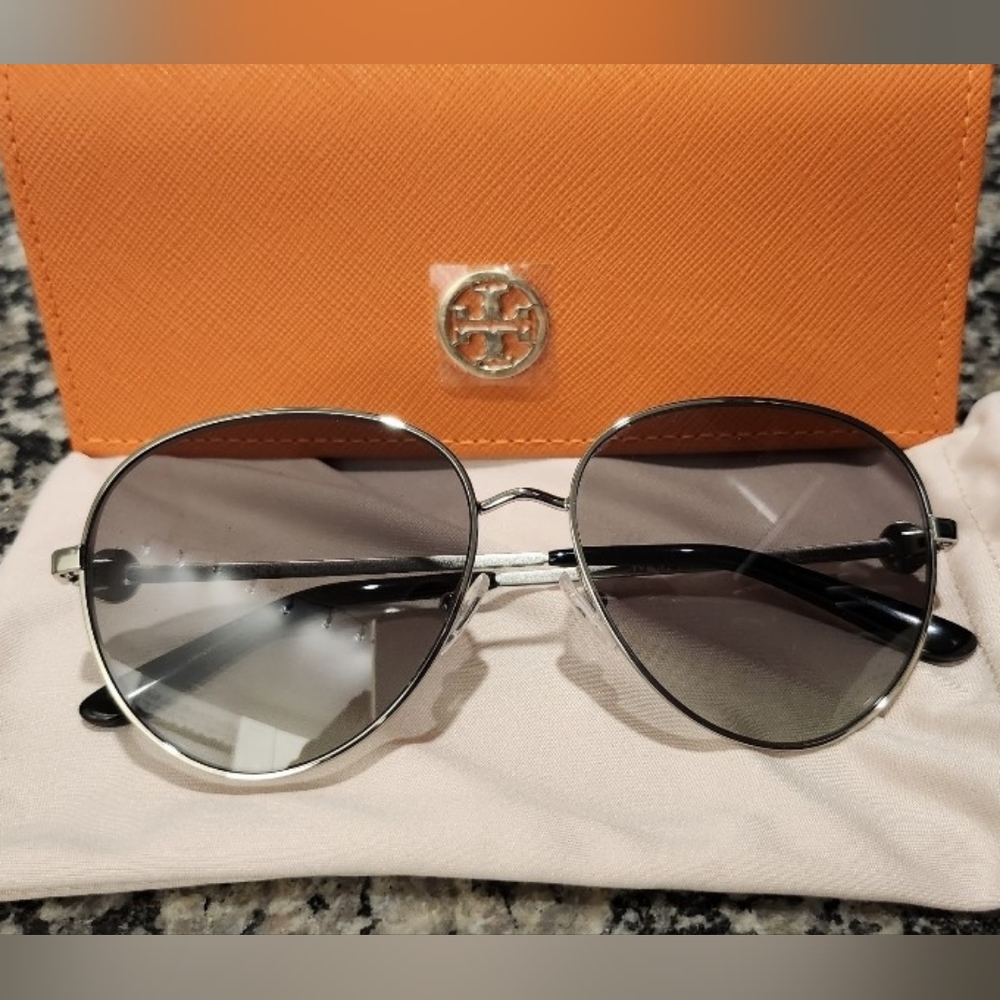Tory Burch Silver Aviator Sunglasses
